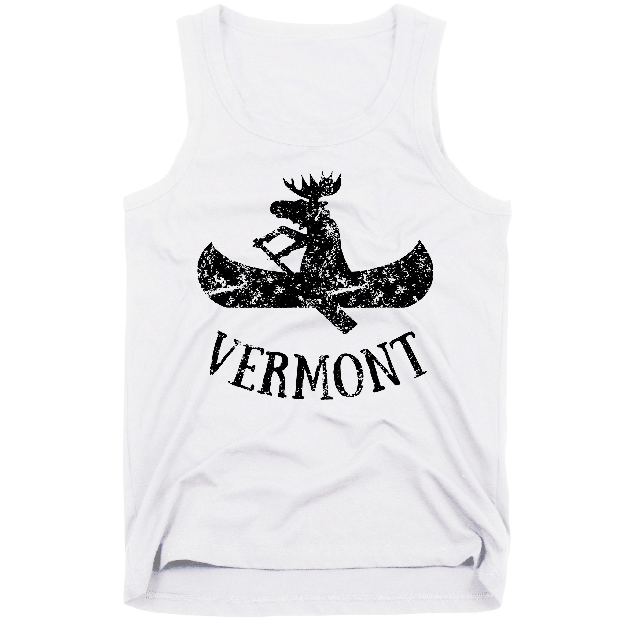 Vermont Funny Moose Canoe Vacation Tank Top