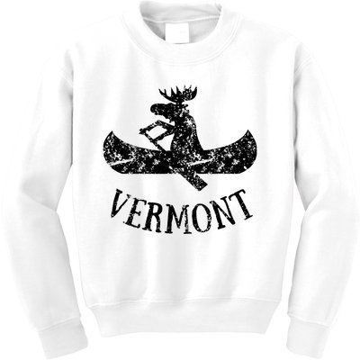 Vermont Funny Moose Canoe Vacation Kids Sweatshirt