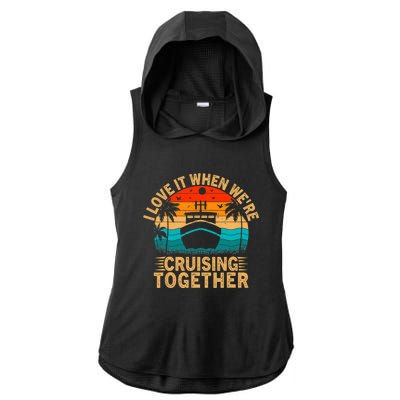 Vintage Family Matching Couple Cruise Ship Cruising Vacation Ladies PosiCharge Tri-Blend Wicking Draft Hoodie Tank