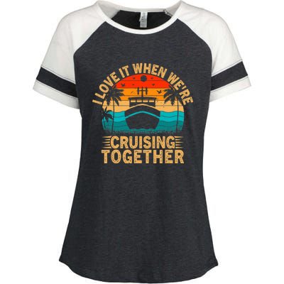 Vintage Family Matching Couple Cruise Ship Cruising Vacation Enza Ladies Jersey Colorblock Tee