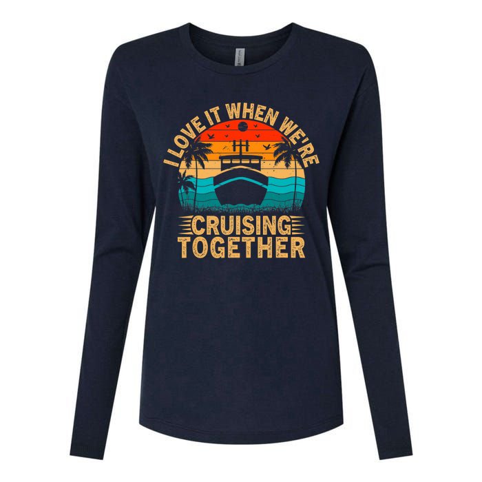 Vintage Family Matching Couple Cruise Ship Cruising Vacation Womens Cotton Relaxed Long Sleeve T-Shirt