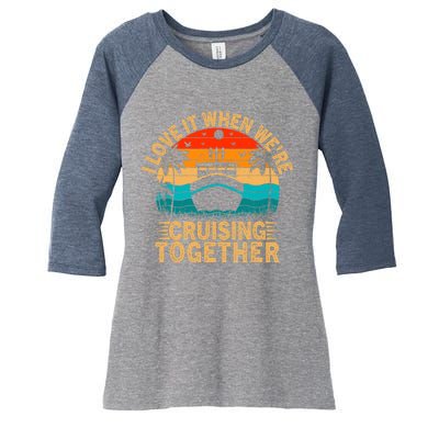 Vintage Family Matching Couple Cruise Ship Cruising Vacation Women's Tri-Blend 3/4-Sleeve Raglan Shirt