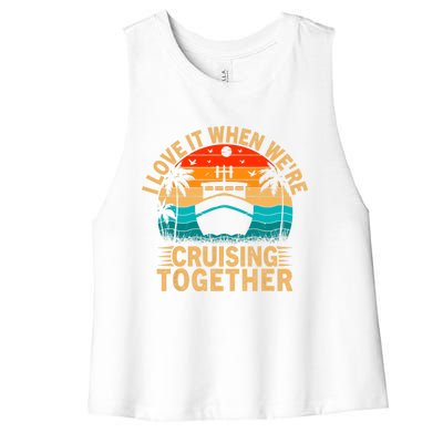 Vintage Family Matching Couple Cruise Ship Cruising Vacation Women's Racerback Cropped Tank