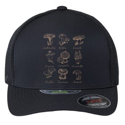 Vintage Fungi Mushroom Lover Mycology Goth Style Flexfit Unipanel Trucker Cap