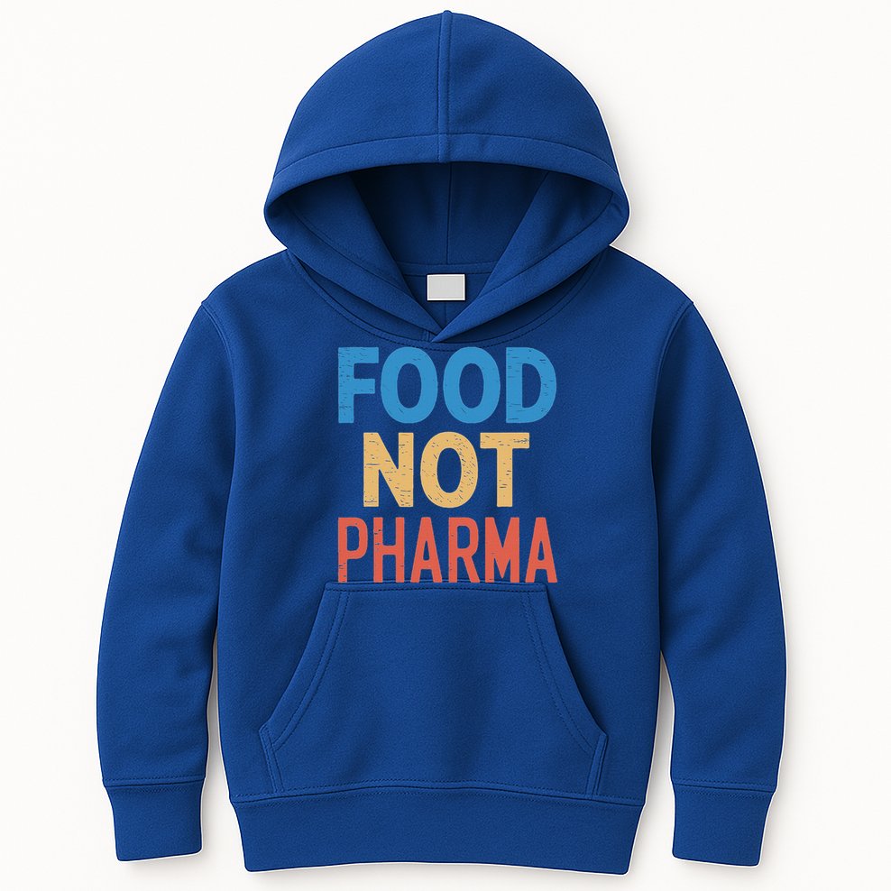 Vintage Food Not Pharma Kids Hoodie