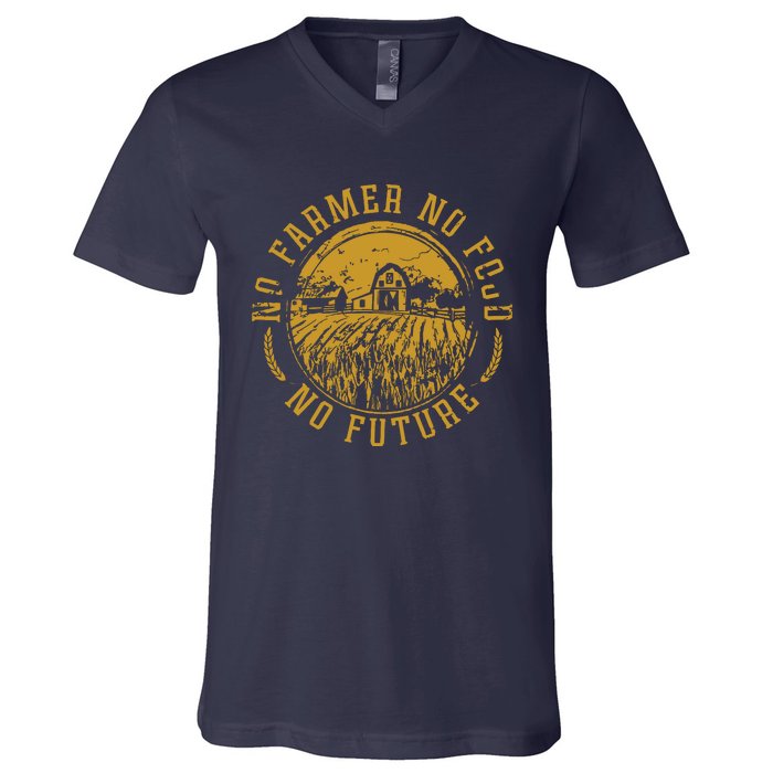 Vintage Farm No Farmer No Food No Future Farming Farm Lover V-Neck T-Shirt