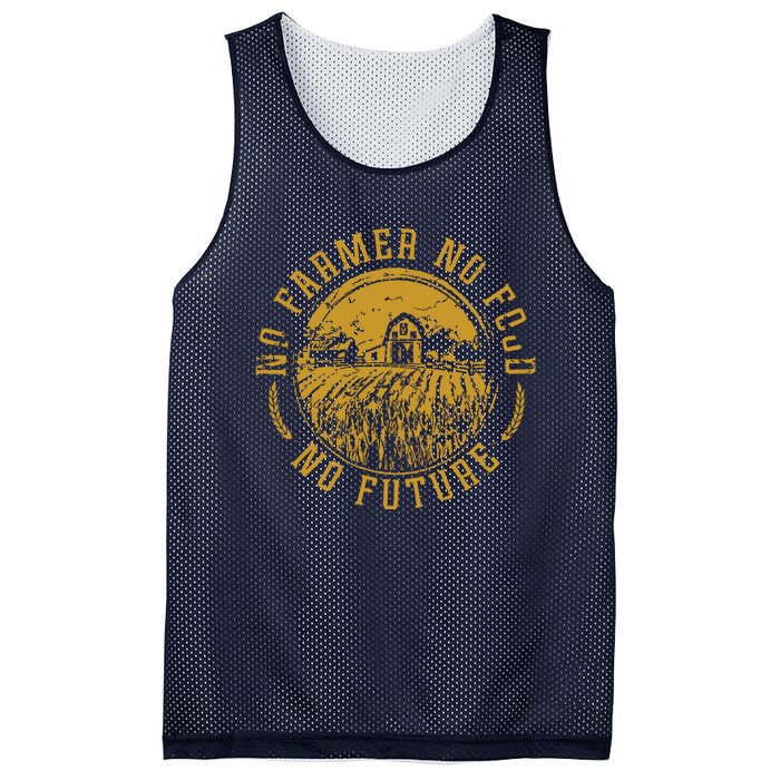 Vintage Farm No Farmer No Food No Future Farming Farm Lover Mesh Reversible Basketball Jersey Tank