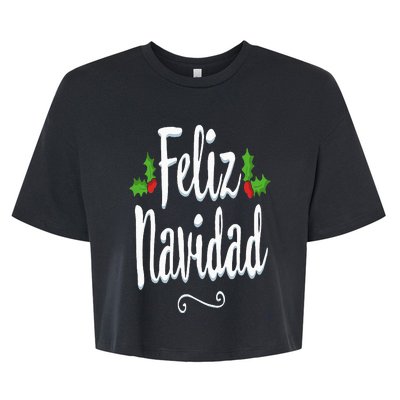 Vintage Feliz Navidad Retro Mexican Christmas Spanish Xmas Bella+Canvas Jersey Crop Tee