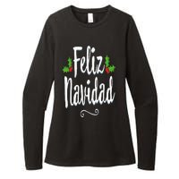 Vintage Feliz Navidad Retro Mexican Christmas Spanish Xmas Womens CVC Long Sleeve Shirt