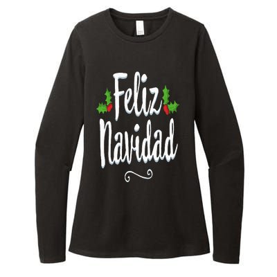 Vintage Feliz Navidad Retro Mexican Christmas Spanish Xmas Womens CVC Long Sleeve Shirt