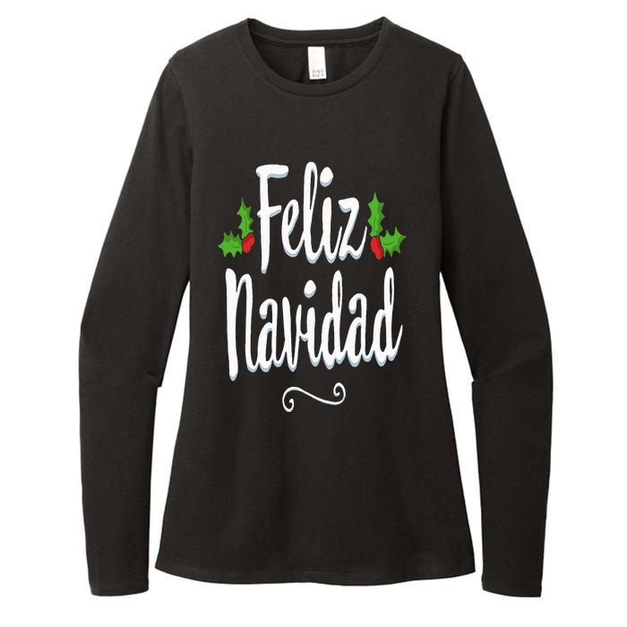 Vintage Feliz Navidad Retro Mexican Christmas Spanish Xmas Womens CVC Long Sleeve Shirt