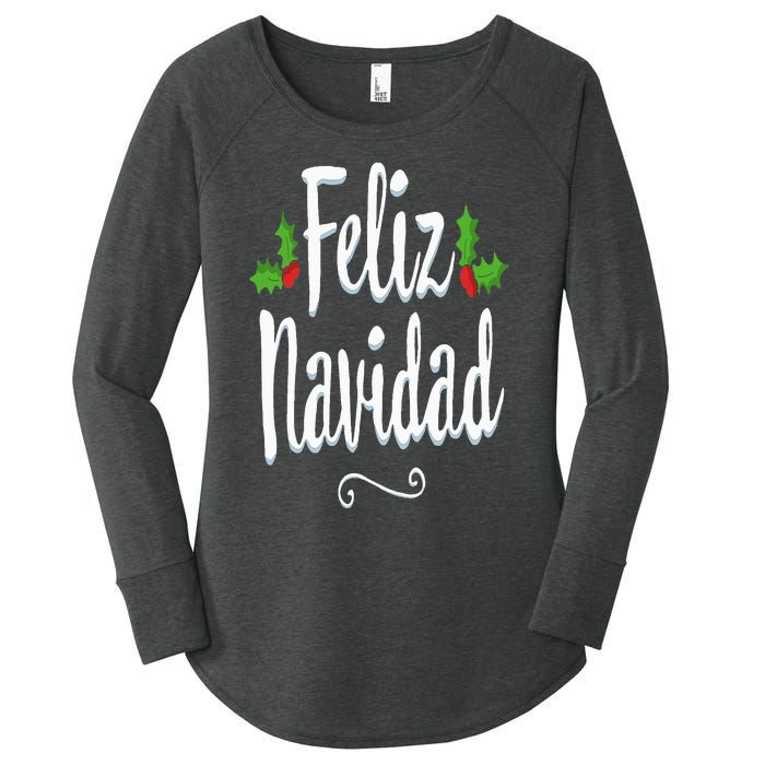 Vintage Feliz Navidad Retro Mexican Christmas Spanish Xmas Women's Perfect Tri Tunic Long Sleeve Shirt