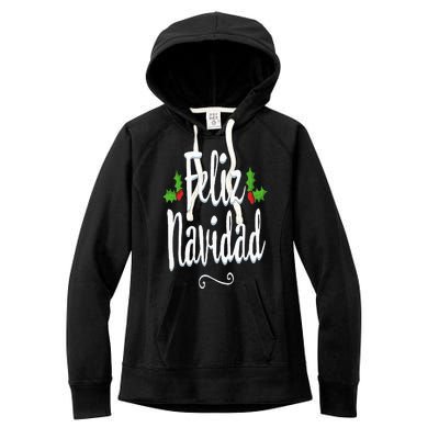 Vintage Feliz Navidad Retro Mexican Christmas Spanish Xmas Women's Fleece Hoodie