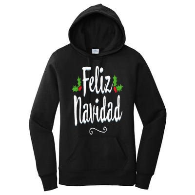 Vintage Feliz Navidad Retro Mexican Christmas Spanish Xmas Women's Pullover Hoodie