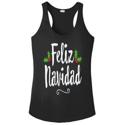 Vintage Feliz Navidad Retro Mexican Christmas Spanish Xmas Ladies PosiCharge Competitor Racerback Tank