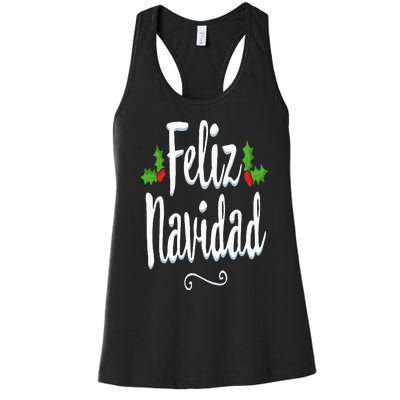 Vintage Feliz Navidad Retro Mexican Christmas Spanish Xmas Women's Racerback Tank