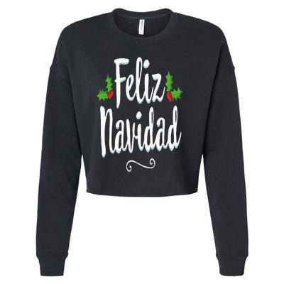 Vintage Feliz Navidad Retro Mexican Christmas Spanish Xmas Cropped Pullover Crew