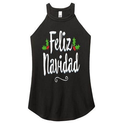 Vintage Feliz Navidad Retro Mexican Christmas Spanish Xmas Women's Perfect Tri Rocker Tank