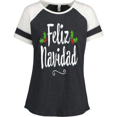 Vintage Feliz Navidad Retro Mexican Christmas Spanish Xmas Enza Ladies Jersey Colorblock Tee