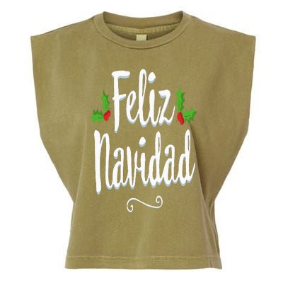 Vintage Feliz Navidad Retro Mexican Christmas Spanish Xmas Garment-Dyed Women's Muscle Tee