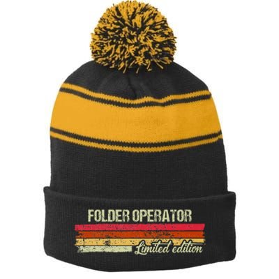 Vintage Folder Operator Limited Edition Stripe Pom Pom Beanie