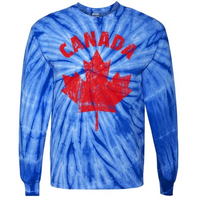 Vintage Flag Of Canada Canadian Funny Gift Novelty Gift Cool Gift Tie-Dye Long Sleeve Shirt