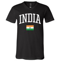 Vintage Flag Of India Love Your Country V-Neck T-Shirt