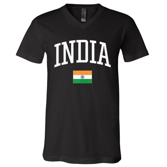 Vintage Flag Of India Love Your Country V-Neck T-Shirt