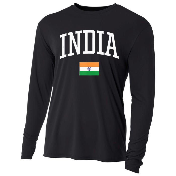 Vintage Flag Of India Love Your Country Cooling Performance Long Sleeve Crew