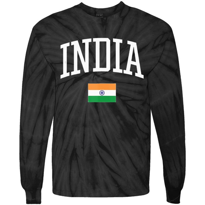 Vintage Flag Of India Love Your Country Tie-Dye Long Sleeve Shirt