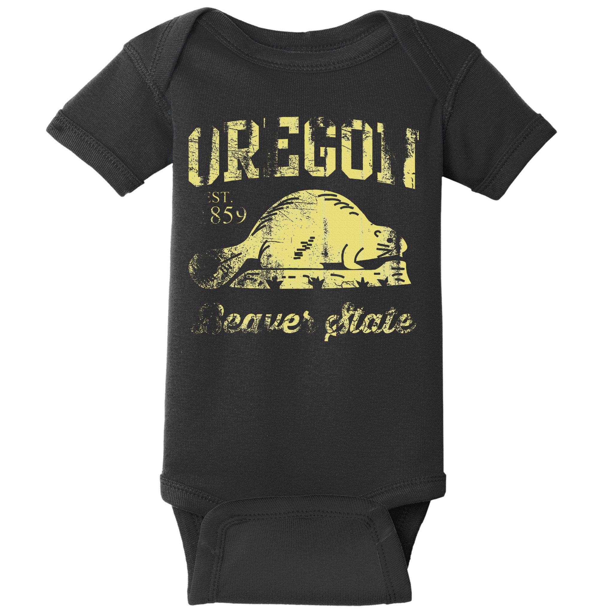 Vintage Fade Oregon Flag Beaver State Travel Baby Bodysuit