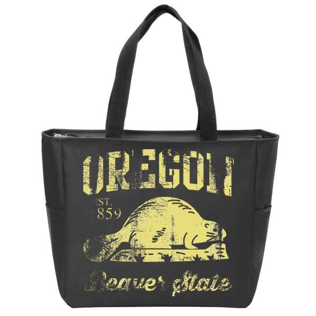 Vintage Fade Oregon Flag Beaver State Travel Zip Tote Bag