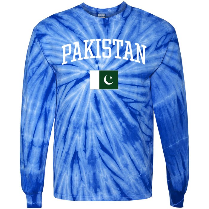 Vintage Flag Of Pakistan Love Your Country Gift Tie-Dye Long Sleeve Shirt