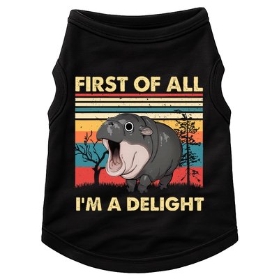 Vintage First Of All IM A Delight Moo Deng Baby Pygmy Hippo Doggie Tank