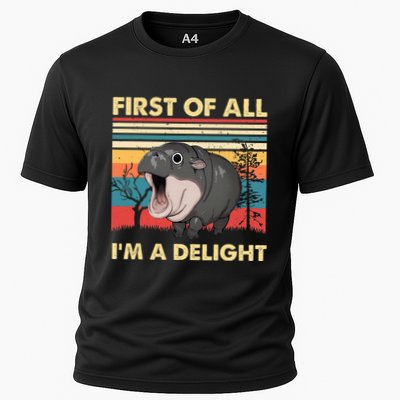 Vintage First Of All IM A Delight Moo Deng Baby Pygmy Hippo Performance Shirt