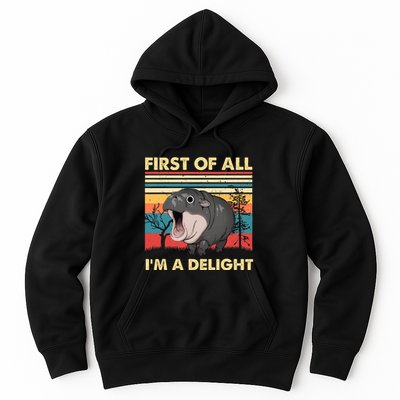 Vintage First Of All IM A Delight Moo Deng Baby Pygmy Hippo Hoodie