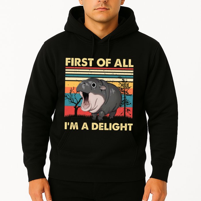 Vintage First Of All IM A Delight Moo Deng Baby Pygmy Hippo Hoodie