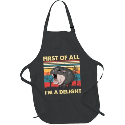 Vintage First Of All IM A Delight Moo Deng Baby Pygmy Hippo Apron