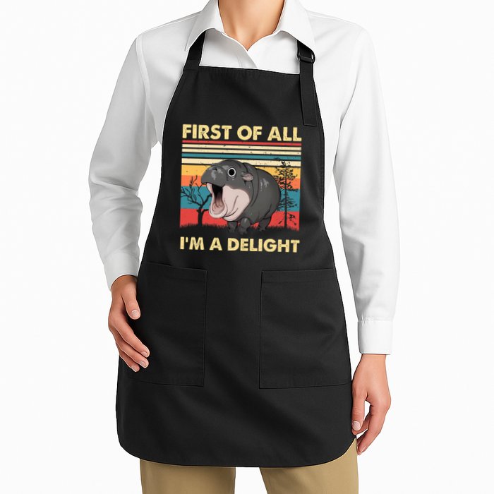 Vintage First Of All IM A Delight Moo Deng Baby Pygmy Hippo Apron