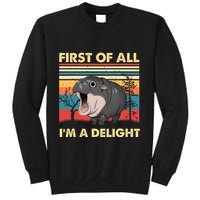 Vintage First Of All IM A Delight Moo Deng Baby Pygmy Hippo Sweatshirt