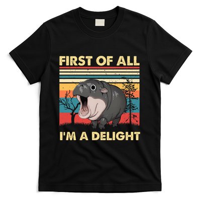 Vintage First Of All IM A Delight Moo Deng Baby Pygmy Hippo T-Shirt