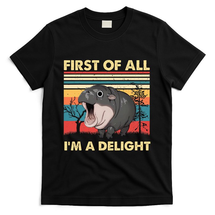 Vintage First Of All IM A Delight Moo Deng Baby Pygmy Hippo T-Shirt