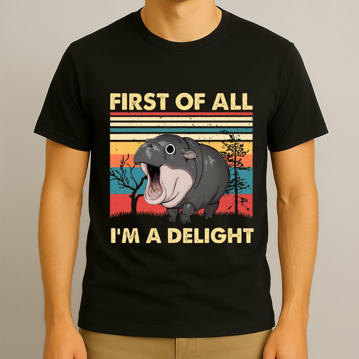 Vintage First Of All IM A Delight Moo Deng Baby Pygmy Hippo T-Shirt