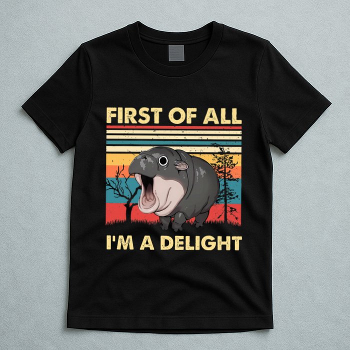 Vintage First Of All IM A Delight Moo Deng Baby Pygmy Hippo T-Shirt