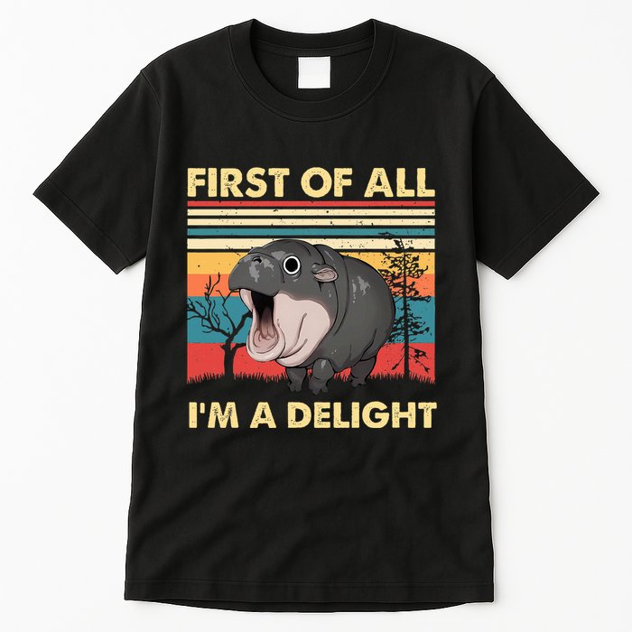 Vintage First Of All IM A Delight Moo Deng Baby Pygmy Hippo Tall T-Shirt