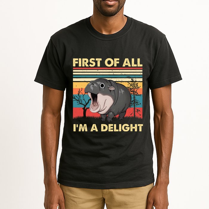 Vintage First Of All IM A Delight Moo Deng Baby Pygmy Hippo Tall T-Shirt