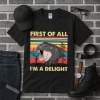Vintage First Of All IM A Delight Moo Deng Baby Pygmy Hippo Tall T-Shirt