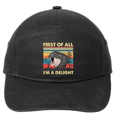 Vintage First Of All IM A Delight Moo Deng Baby Pygmy Hippo 7-Panel Snapback Hat