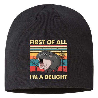Vintage First Of All IM A Delight Moo Deng Baby Pygmy Hippo Sustainable Beanie