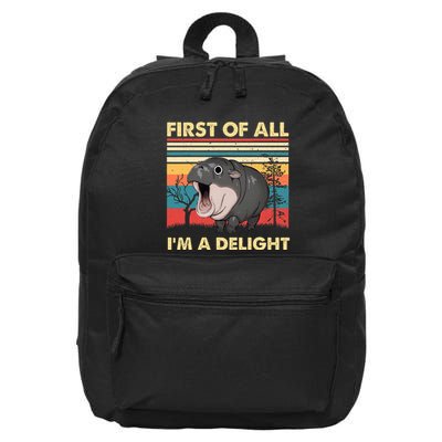 Vintage First Of All IM A Delight Moo Deng Baby Pygmy Hippo 16 in Basic Backpack